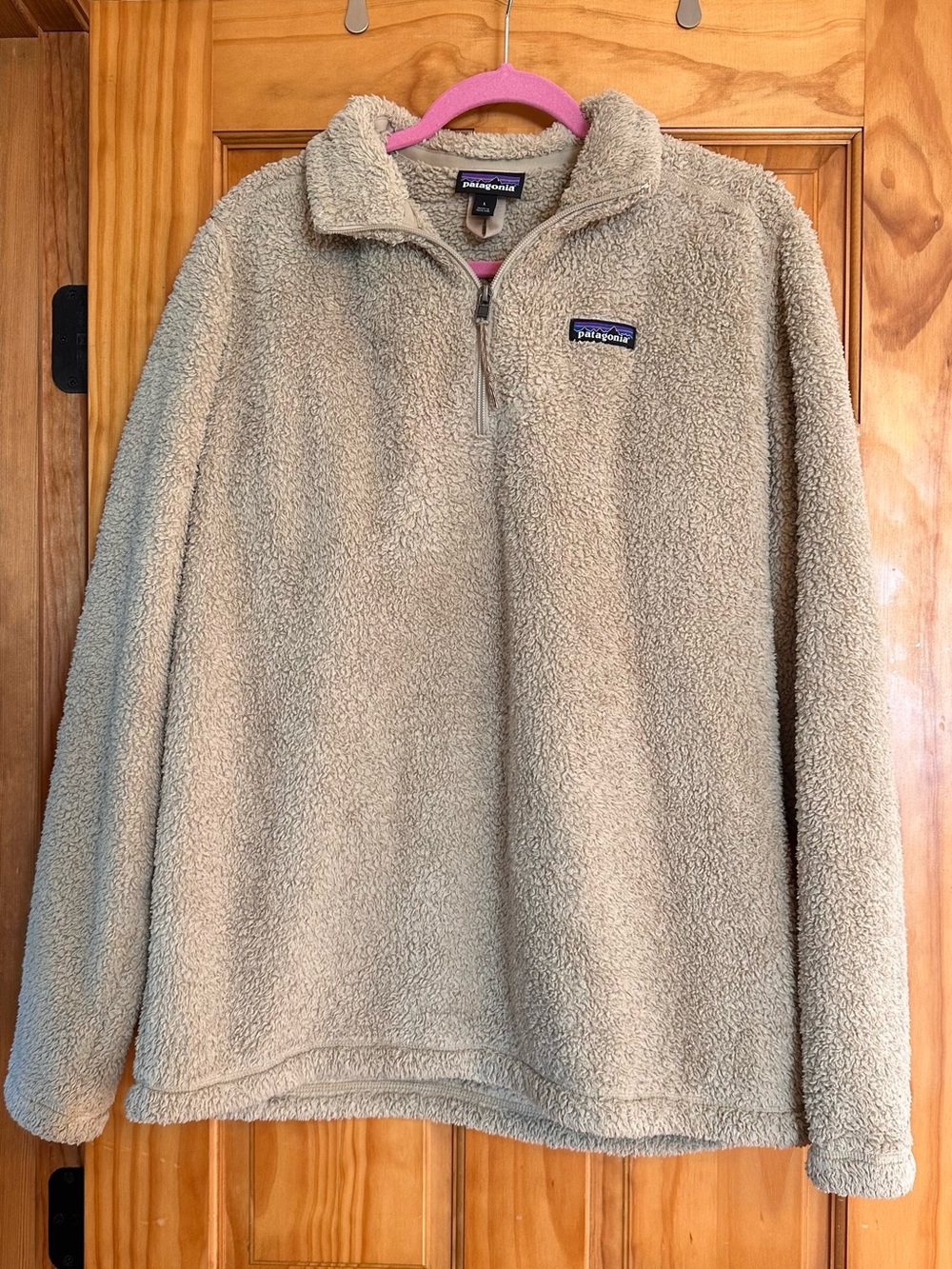 Patagonia Beige Sherpa Quarter-Zip Fleece Pullover Size L